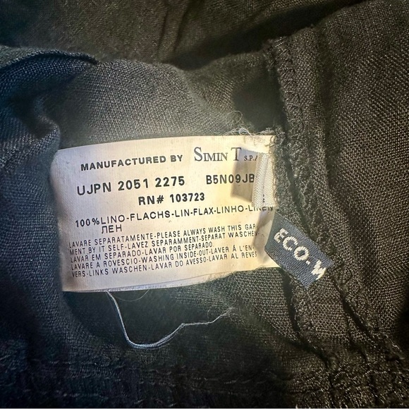 Vintage Armani Jeans Black 100% Linen Button Down Ruffled Waist Blazer Size 6 - Picture 3 of 13